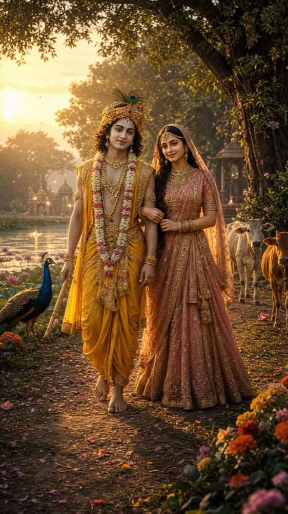 Radha and Krishna in the evening light