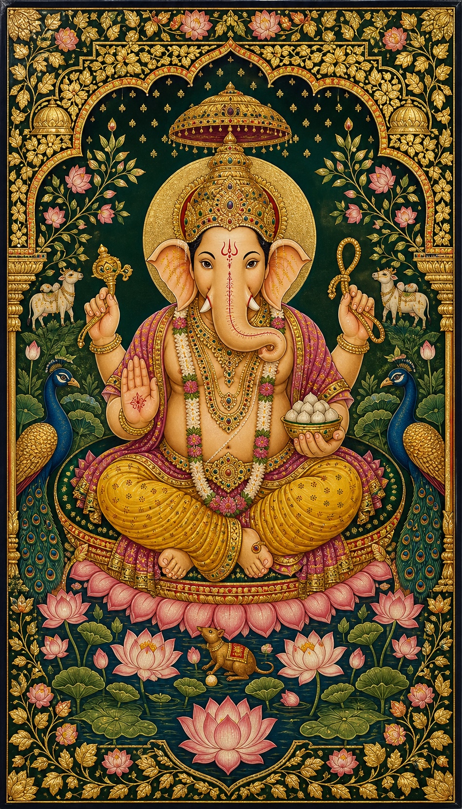 पिछवाई गणेश, गणेश दर्शन, हिंदू भगवान चित्र (Pichwai Ganesha)