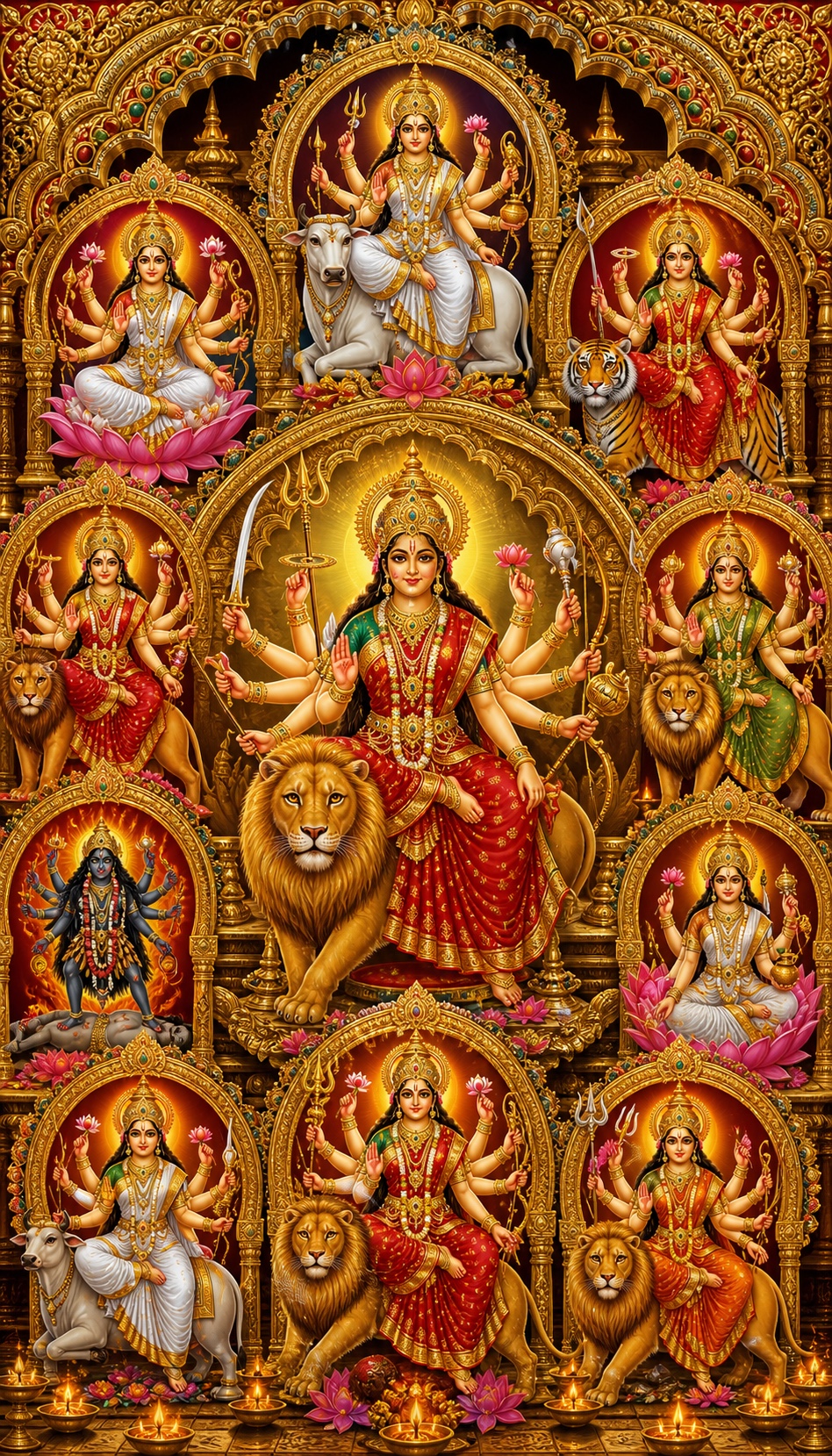 नवदुर्गा, देवी दर्शन, हिंदू भगवान चित्र (Navadurga)
