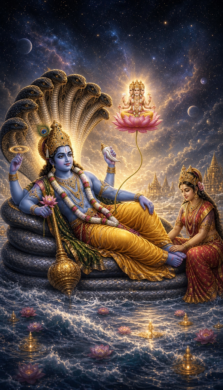 अनंतशयन, विष्णु दर्शन, हिंदू भगवान चित्र (Anantashayana)