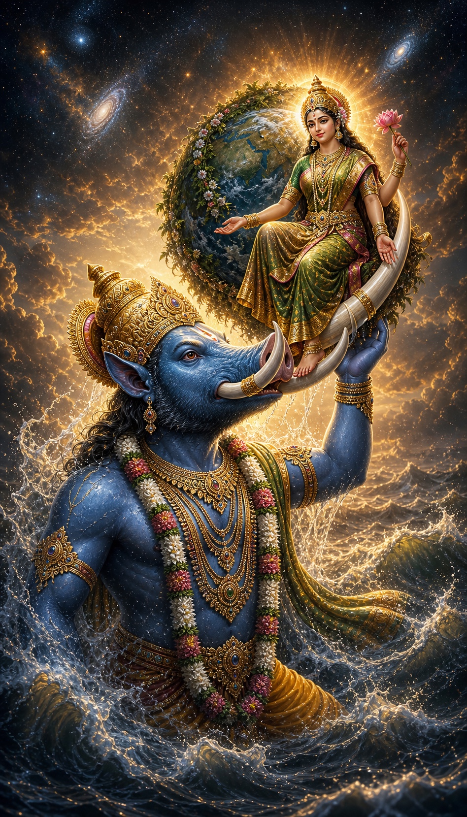 वराह अवतार, विष्णु दर्शन, हिंदू भगवान चित्र (Varaha Avatar)