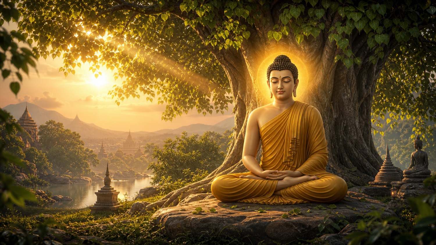 भगवान विष्णु का बुद्ध अवतार, बोधि वृक्ष के नीचे ध्यानमग्न प्रबुद्ध