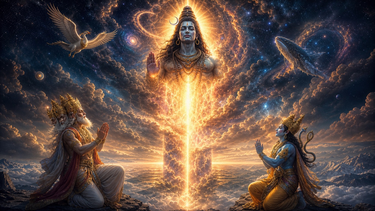 शिव का लिंगोद्भव रूप, अनंत ज्योति-स्तंभ से प्रकट होते हुए