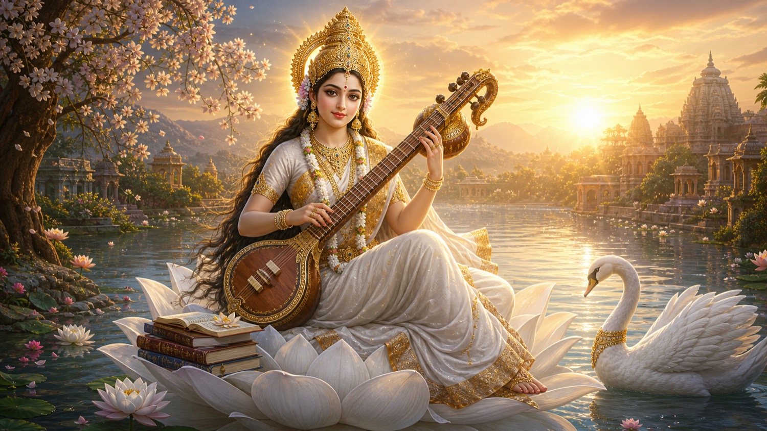 वीणा बजाती सरस्वती, ज्ञान, संगीत और कलाओं की देवी