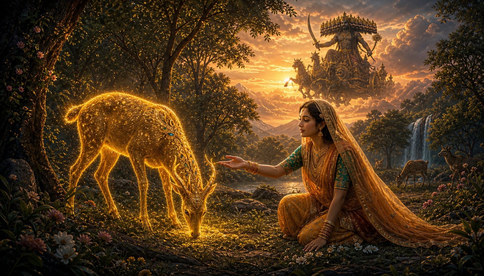 The golden deer and the abduction of Sita by Ravana