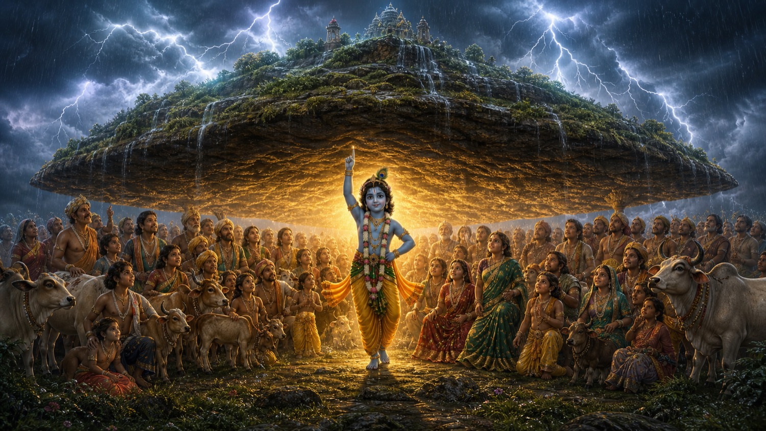 Krishna and Govardhan