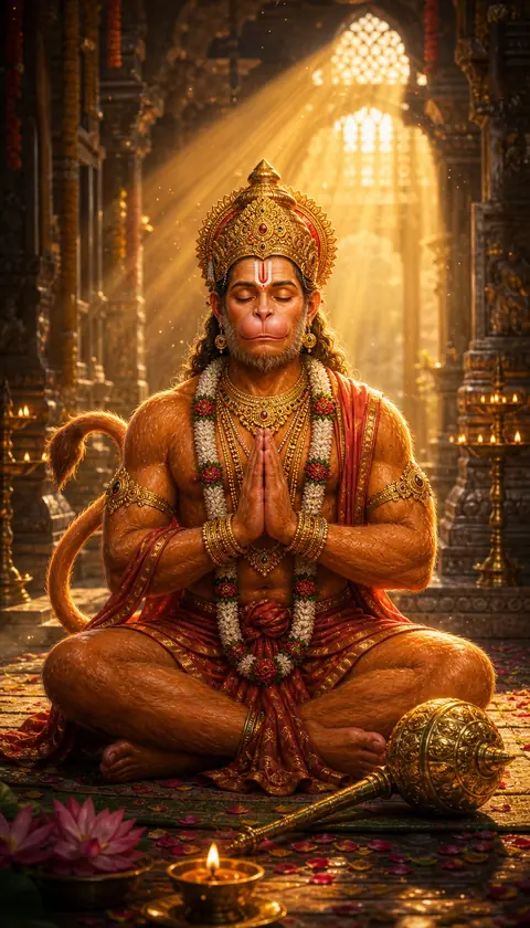 Dhyanastha, Hanuman darshan, Hindu god image (ध्यानस्थ)