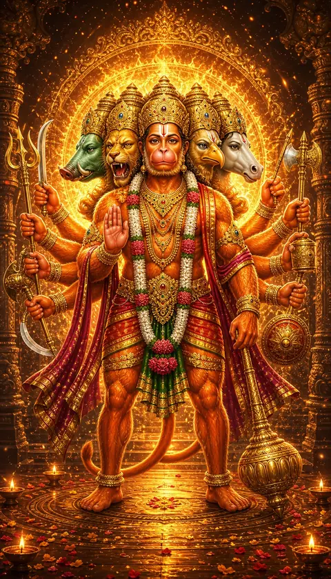 Panchmukhi, Hanuman darshan, Hindu god image (पंचमुखी)