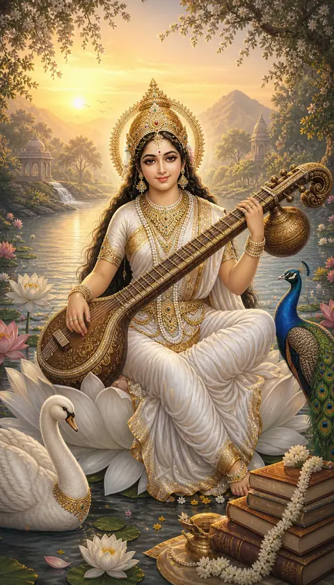Maa Saraswati, Devi darshan, Hindu god image (माँ सरस्वती)