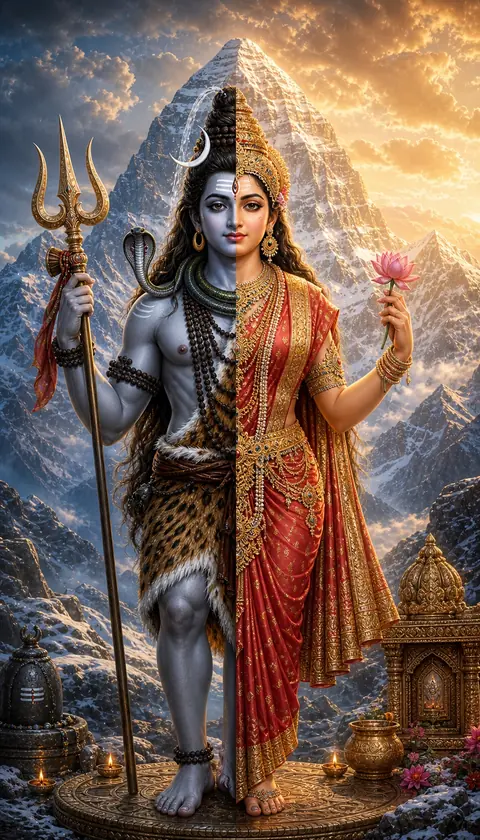 Ardhanarishvara, Shiva darshan, Hindu god image (अर्धनारीश्वर)