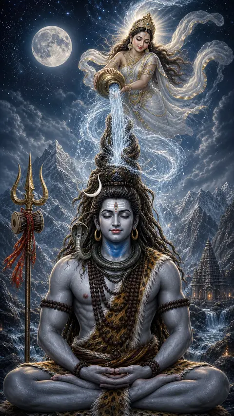 Gangadhar, Shiva darshan, Hindu god image (गंगाधर)