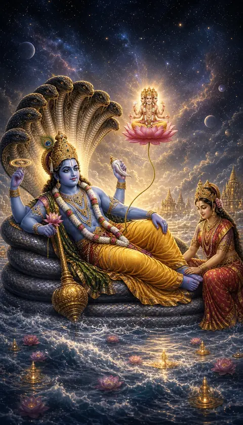 Anantashayana, Vishnu darshan, Hindu god image (अनंतशयन)