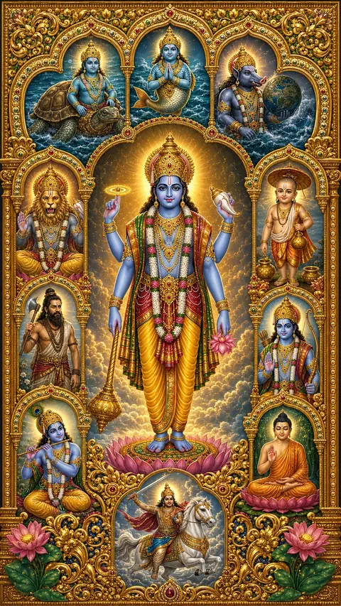 Dashavatar, Vishnu darshan, Hindu god image (दशावतार)