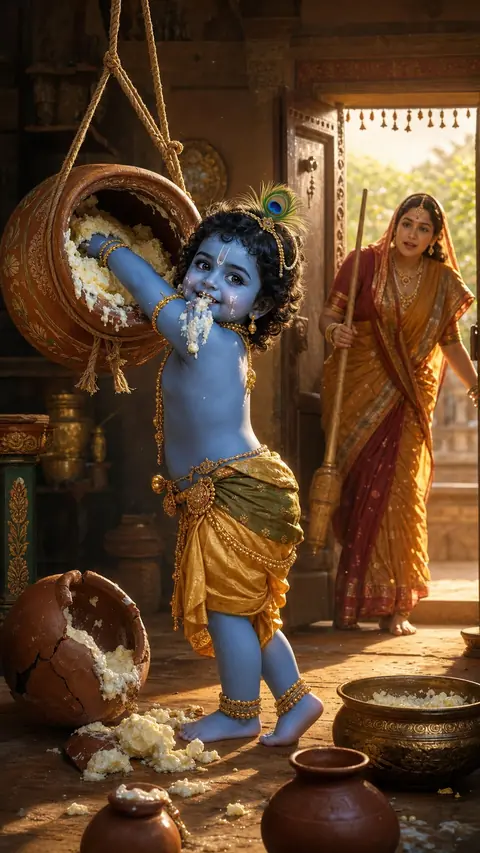 Makhan Chor, Krishna darshan, Hindu god image (माखन चोर)