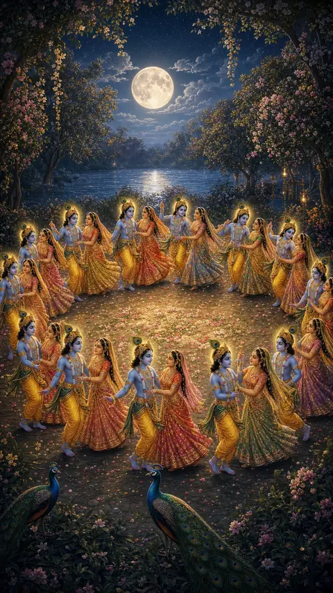 Raas Leela, Krishna darshan, Hindu god image (रास लीला)