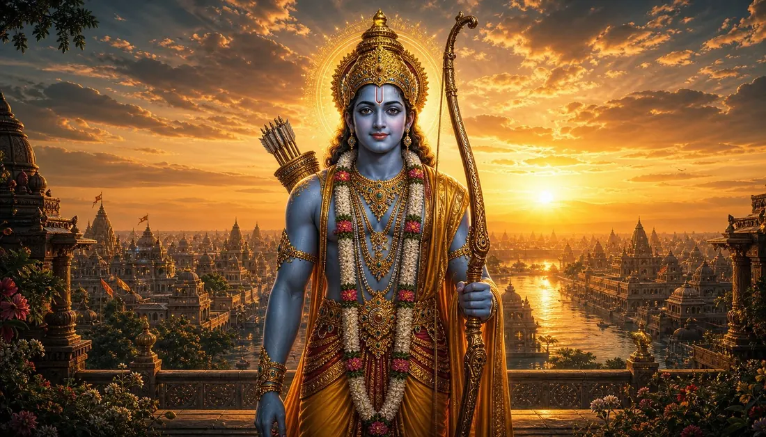 Lord Rama, the ideal king, with his bow