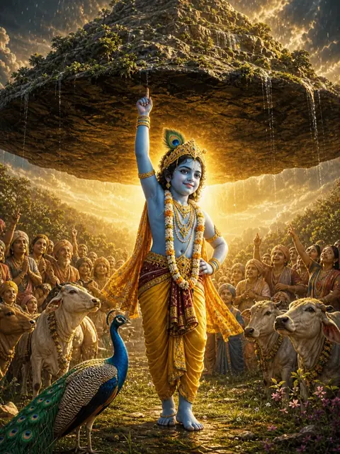 Krishna and Govardhan